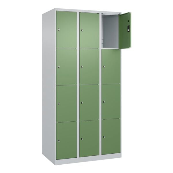 CP Schließfachschrank »Classic Plus Korpus lichtgrau« 3x4 Fächer grün, 90x185x50 cm