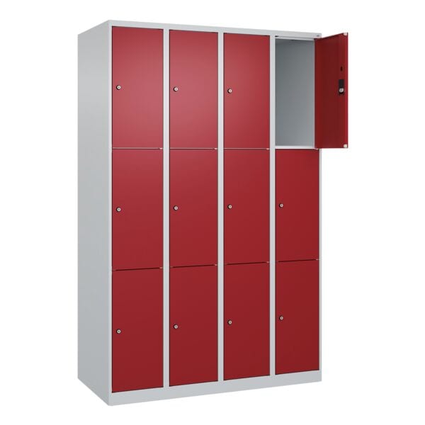 CP Schließfachschrank »Classic Plus Korpus lichtgrau« 4x3 Fächer rot, 120x185x50 cm