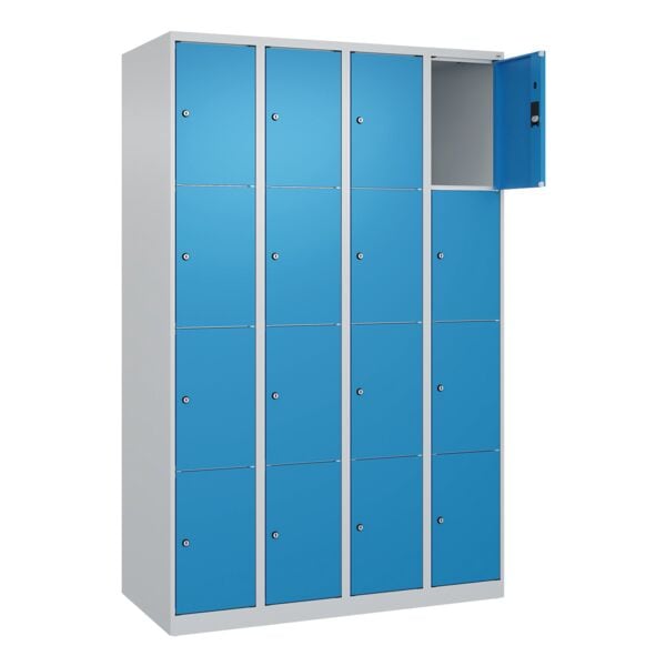 CP Schließfachschrank »Classic Plus Korpus lichtgrau« 4x4 Fächer blau, 120x185x50 cm