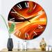 Designart "Orange Abstract Warm Fractal Design IV" Fractals Oversized Wall Clock