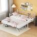 Twin Size Metal Daybed, Sofa Bed Frame with Pop Up Twin Trundle for Kids/Adult Bedroom, Adjustable Portable Folding, White