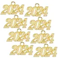 50Pcs Digital Sign 2024 Pendant Year Number Charms Accessories DIY Craft Necklace Making Graduation
