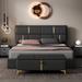 2-Pieces Bedroom Sets Queen Size Upholstered Platform Bed with Storage Ottoman, Black