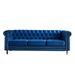 Deep Button Tufted Straight Row Sofa, Chesterfield Velvet Sofa with Nailheads Rolled Armrest and Removable Seat Cushions