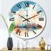 Designart "Teal Shanghai City Skyline" Cityscapes Oversized Wall Clock