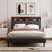 Full size Upholstered Platform Bed with Storage Headboard