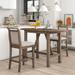 3-Piece Wood Counter Height Dining Set with Drop Leaf Dining Table and Upholstered Dining Chairs w/Nailhead for Livingroom