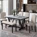 Marbled Tabletop Dining Table Set with 4 Chairs & 1 Bench ( Set of 6 )