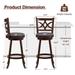 2PCS 24/30'' Bar Stools Swivel Bar Chairs with leather Cushioned Seat