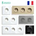 BSEED France Single Socket Double Wall Power Outlets Triple Glass Sockets Four Frames French Plugs