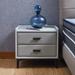 Nightstand, Modern Nightstand with 2 Drawers, Night Stand with PU Leather and Hardware Legs, End Table, Bedside Cabinet