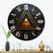 Designart "Ancient Wisdom Of Atlantis Retro Geometry Gold III" Modern Geometric Oversized Wall Clock