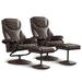 MCombo set of 2 Faux Leather Swivel Massage Recliner with ottoman