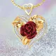 Fashion income. A heart-shaped rose necklace with a rose pendant in the palm of your hand is a gift