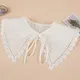 Japanese Stylish Fake Collar Dickey for Women Girls Floral Embroidered Lace White Shawl Scarf