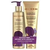 Pantene Shampoo And Sulfate Free Conditioner Kit With Argan Oil Pro-V Gold Series For Natural And Curly Textured Hair 17.9 Fl Oz Kit