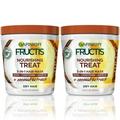 Garnier Fructis Nourishing Treat 3-In-1 Hair Mask (Mask + Conditioner + Leave-In) With Coconut For Dry Hair 13.5 Fl Oz 2 Count (Packaging May Vary)