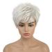 XIAQUJ Women s Silver Gray Wig Hair Cover Party Decorations Protective Headgear Wigs for Women White