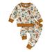 Toddler Girls 2 Piece Outfit Western Horse Print Long Sleeve Sweatshirt and Elastic Pants Set Baby Cute Fall Clothes 0-3 Years