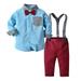 Shiningupup Toddler Boy Clothes Baby Boy Clothes Baby Soild Shirt Suspender Pants Set Outfit Gifts for Kids Ages 3 5 Toddler Clothes for Boys 3T Pack Baby Romper 12 18 Months Boy