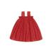 Qtinghua Toddler Baby Girls Tutu Tulle Mini Slip Dress Casual Sequin Bow Decor Sleeveless Ruched A line Dress Princess Party Dress Red B 3-4 Years