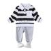 2T Toddler Baby Boys Clothes Baby Boys Outfits 2-3T Baby Boys Long Sleeve Lapel Stripe Top Pants 2PCS Set White