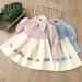 Godderr 9M-8Y Girls Princess Sweater Dress Sweet Knitwear Skirt with Bow Fall Winter Pleated Long Sleeve Knit Sweater Dresses for Infant Baby Toddler Kids
