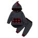 9 Months Infant Baby Boys Clothes Baby Boys Outfits 9-12 Months Baby Boys Long Sleeve Hooded Top Pants 2PCS Set Fall Winter Clothes Set for Boys Gray