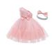 BULLPIANO 6-18M Newborn Baby Girl Embroidered Tutu Ball Gown Lace Dresses with Headwear