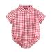 Kids Baby Boys Girls Short Sleeve Patchwork Plaid Shirt Romper Bodysuit Outfit Gifts for Teenage Boys Toddler Sweatshirt 5T Girl Baby Boy Rompers 3 6 Months Fall Baby Bodysuit Girl Pack