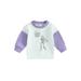 Suanret Newborn Baby Girls Halloween Sweatshirts Skeleton Print Long Sleeve Pullover Tops Infant Shirt Purple 2-3 Years