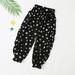 LYCAQL Baby Girl Clothes Toddler Kids Baby Girls Boys Cotton Polka Dots Linen Elastic Basic Long Pants Bloomers Baby Girl (Black 6-7 Years)