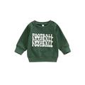 Qtinghua Infant Toddler Baby Girl Boy Casual Pullover Long Sleeve Letter Print Ribbed Sweatshirt Tops Green 2-3 Years