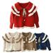 Esaierr Newborn Toddler Girls Sweater Jacket Baby Solid Color Knitted Tops Buttons Cardigan Coats Lapel Fall Winter Knitted Sweater Jacket for 9 Months-5 Years