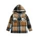 QIANGONG Children Color Plaid Coat Hooded Long Sleeve Hoodies Cotton Coat Boys Winter Coat (Color: Khaki Size: 140 )