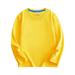 Penkiiy Toddler Boys Girls Warm Shirts Boys Girls Long Sleeve Shirts Casual Crewneck Tops Loose Plain Tunic Cute Blouse Tees Yellow Shirts for 3-4 Years