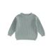 Qtinghua Newborn Infant Toddler Baby Girl Boy Knit Sweater Solid Color Long Sleeve Knitwear Pullover Fall Winter Sweatshirt Gray Green 2-3 Years