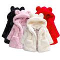 Godderr Baby Toddler Kids Girls Winter Jacket 9M-8Y Solid Color Fleece Jacket Ears Hooded Cotton Coats Zipper Casual Outerwear Thickened Cotton Jacket Tops