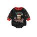 IZhansean Newborn Baby Girl Boy Christmas Romper Cartoon Print Long Sleeve Jumpsuit Bodysuit Clothes Black Santa 0-3 Months