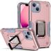 iPhone 14 Plus Case Heavy Duty Shockproof Full Body Protective Phone Cover Dual Layer Drop Hard PC Back Case Built in Ring Kickstand Case Support Magnetic Car Mount Rosegold
