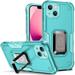 iPhone 14 Plus Case Heavy Duty Shockproof Full Body Protective Phone Cover Dual Layer Drop Hard PC Back Case Built in Ring Kickstand Case Support Magnetic Car Mount Mint