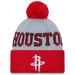 Men's New Era Red/Gray Houston Rockets Tip-Off Two-Tone Cuffed Knit Hat with Pom