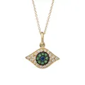 18K Yellow Gold & Multi-stone Kitten Eye Pendant Necklace