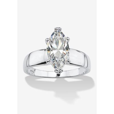 Women's 2.11 Cttw. Marquise-Cut Cubic Zirconia .925 Sterling Silver Solitaire Ring by PalmBeach Jewelry in Silver (Size 6)