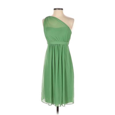 David's Bridal Casual Dress - Party One Shoulder Sleeveless: Green Print Dresses - Women's Size 2
