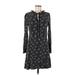 Ann Taylor LOFT Casual Dress - A-Line Tie Neck 3/4 sleeves: Black Dresses - Women's Size 8