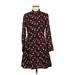 Banana Republic Casual Dress - Shirtdress: Burgundy Floral Motif Dresses - Women's Size 6 Petite