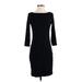 Gap Casual Dress - Sheath Crew Neck 3/4 sleeves: Black Print Dresses - Women's Size X-Small