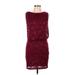 Bisou Bisou Cocktail Dress - Party Crew Neck Sleeveless: Burgundy Solid Dresses - Women's Size 8