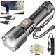 Garberiel LED Torch 50000 Lumens, Extremely Bright Torch USB Rechargeable Zoom Torch Battery Operated IP65Waterproof 5 Light Modes Suitable for Camping Hiking Emergency